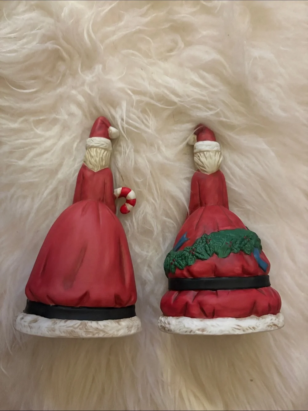 Pair of Red Santa Holiday Bells with Green Accents - Picture 2 of 4